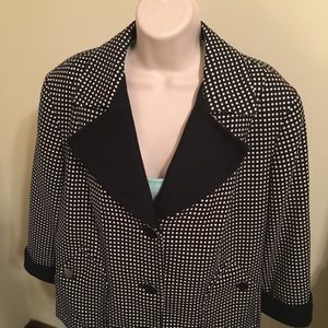 Talbots Navy & White Polka dot 3/4 sleeve Blazer